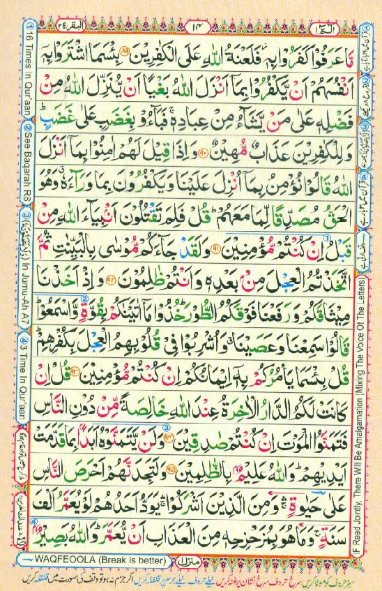 Read Al Quran Part / Chapter / Siparah 1 Page No 14