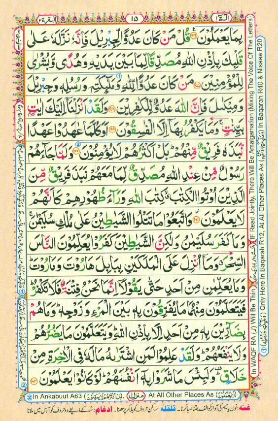Read Al Quran Part / Chapter / Siparah 1 Page No 15